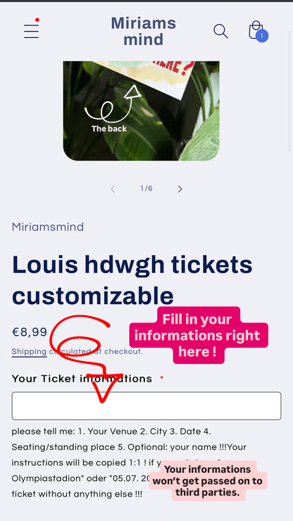 Louis hdwgh tickets customizable
