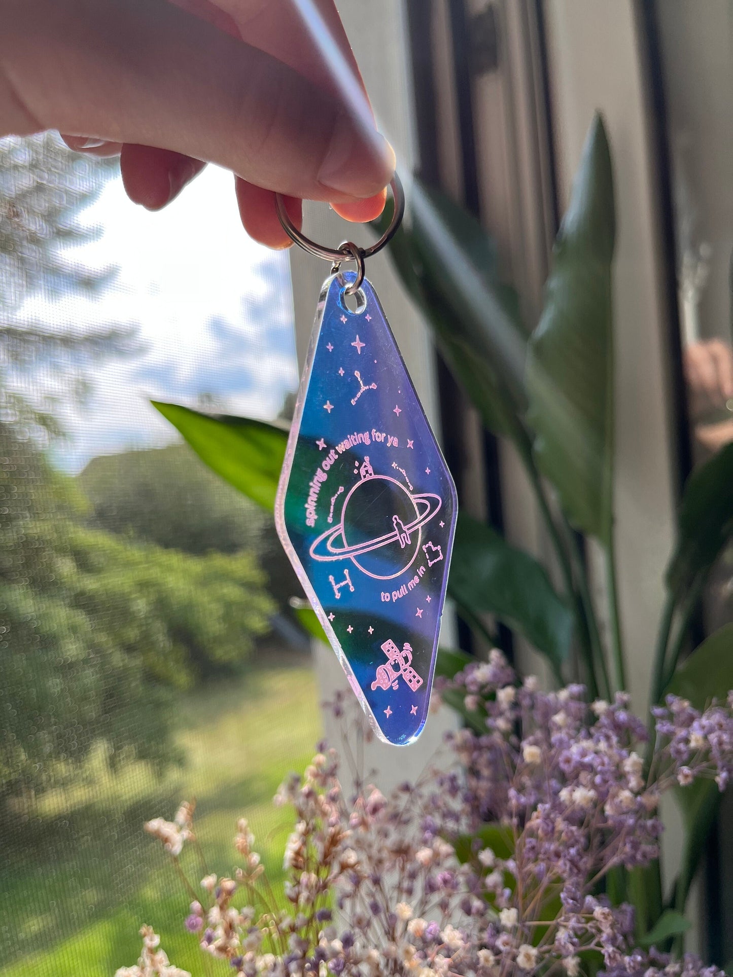 satellite holographic Keychain