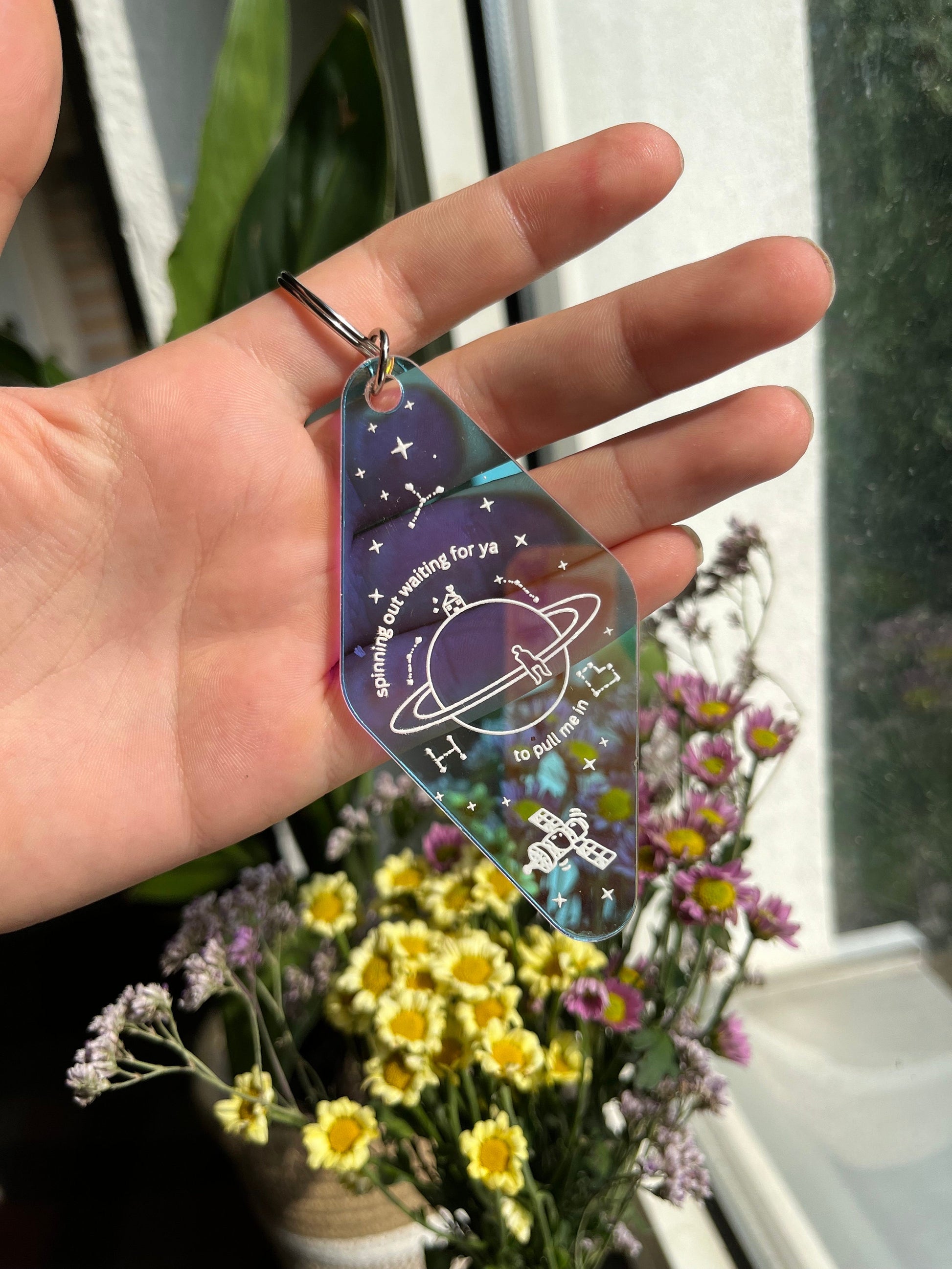 satellite holographic Keychain