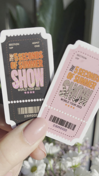 Waterproof 5sos Show Tour Ticket Sticker