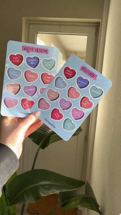 Hello lovers glitter sticker sheet