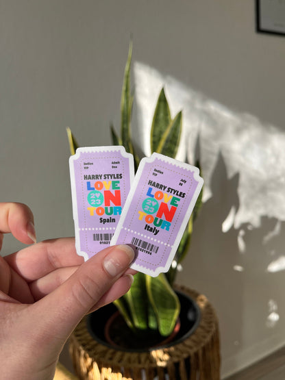Waterproof Love on Tour 2023 EU+UK Ticket Sticker / harry Hslot 23