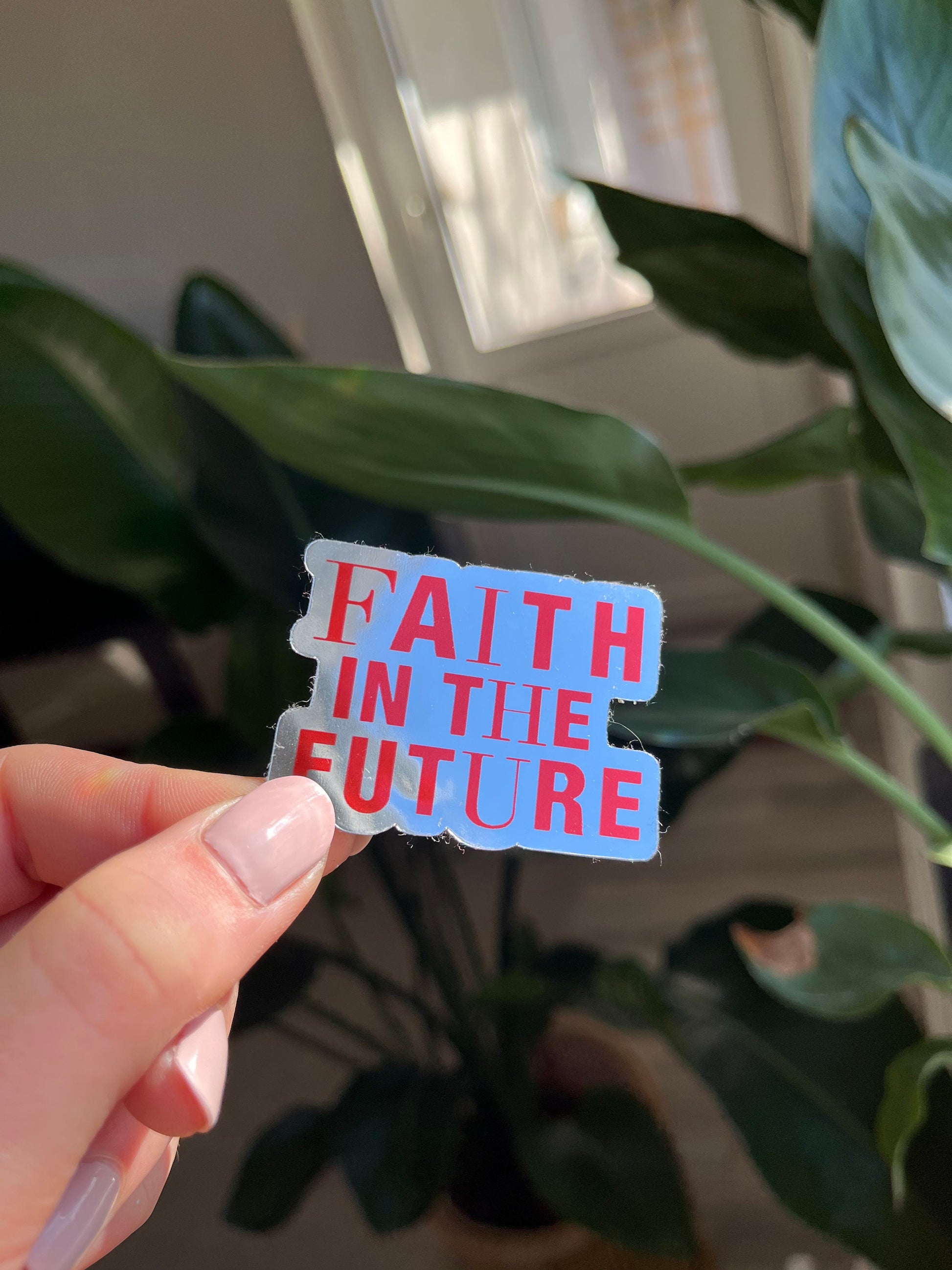 Waterproof faith Silver mirror Stickers