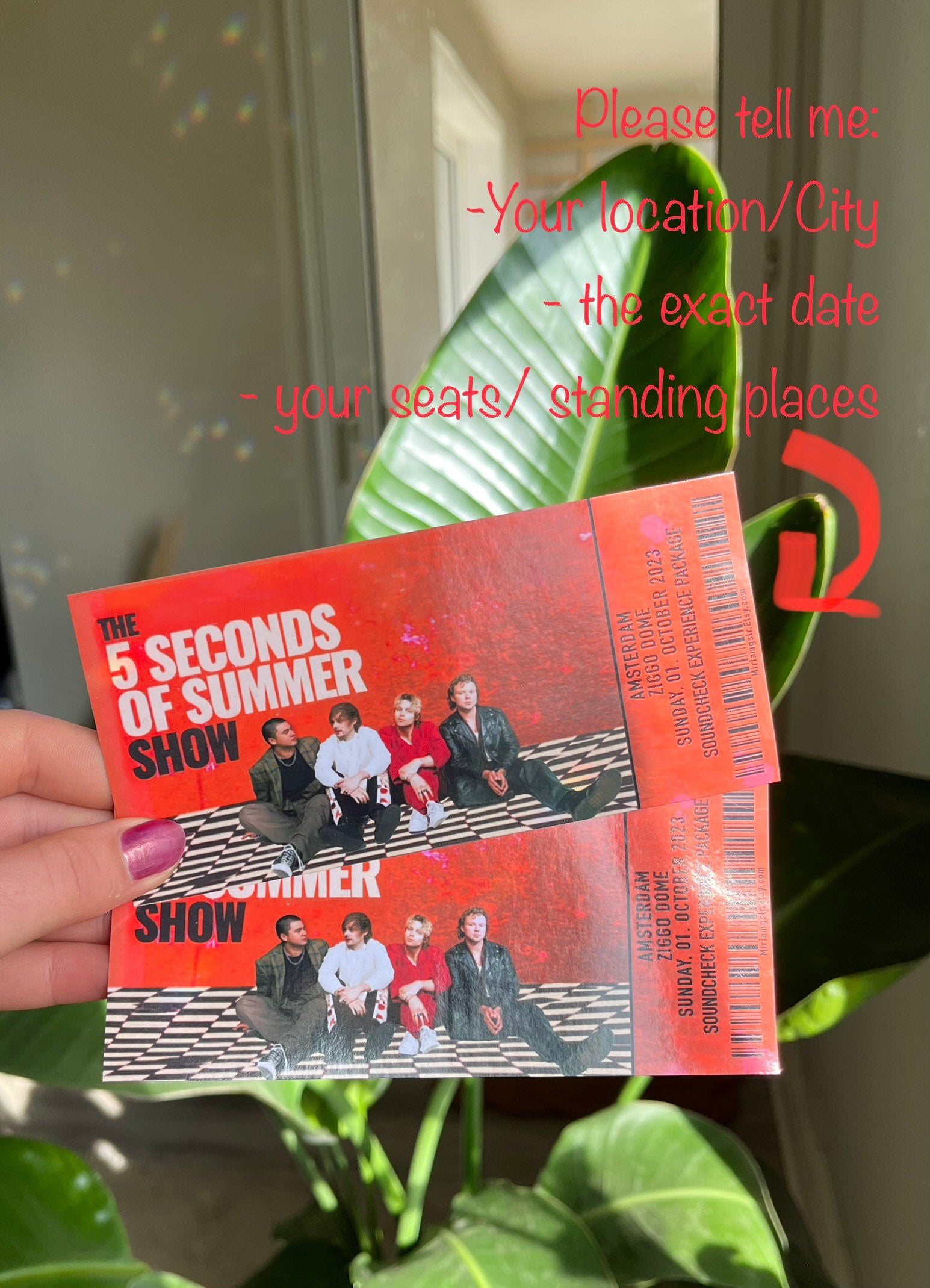 5sos Show Tour 2023 Ticket personalisierbar