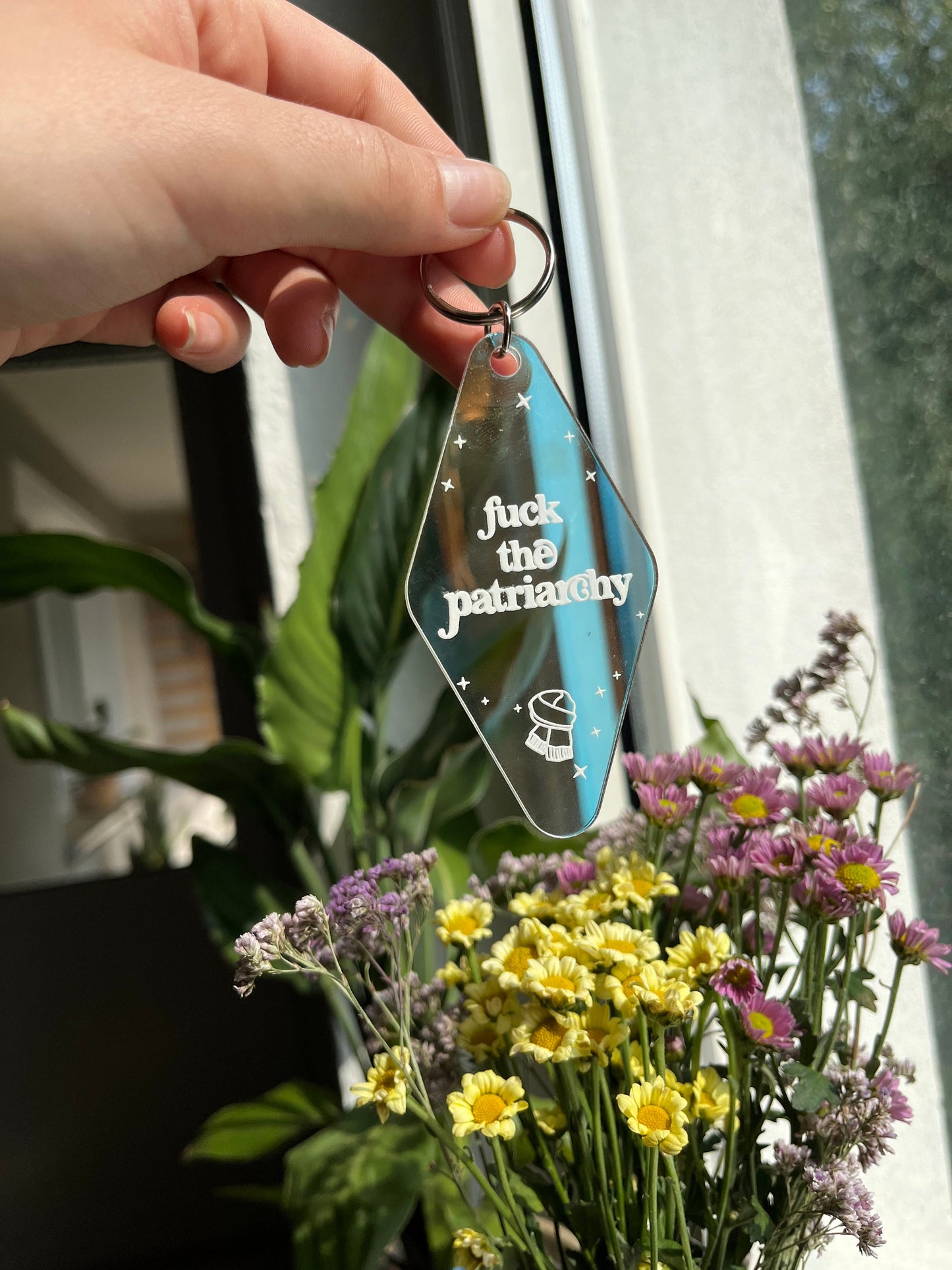 F the patriarchy motel Keychain