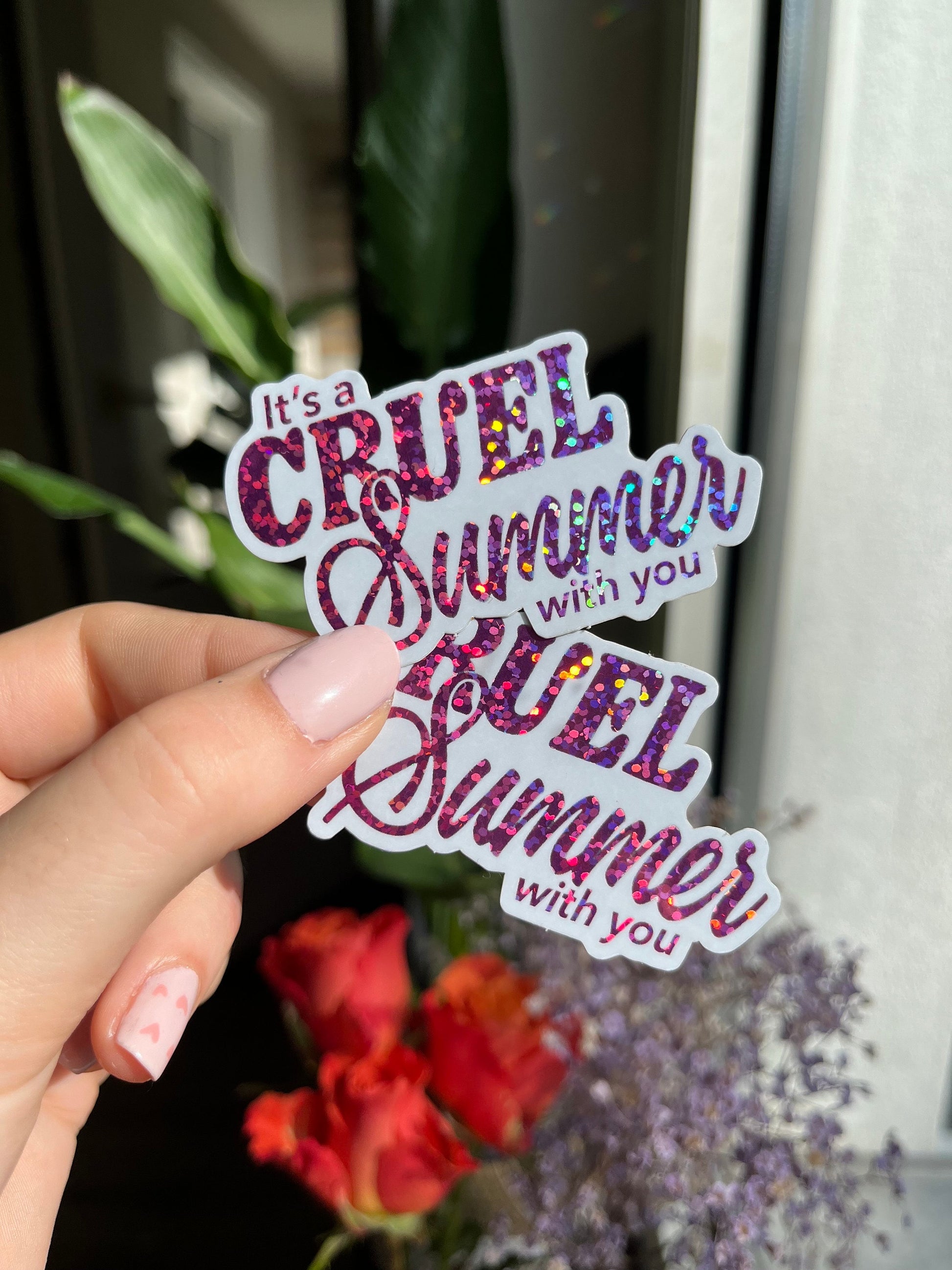 cruel summer pink glitter Sticker