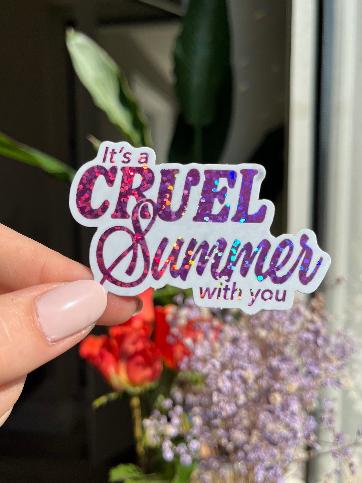 cruel summer pink glitter Sticker