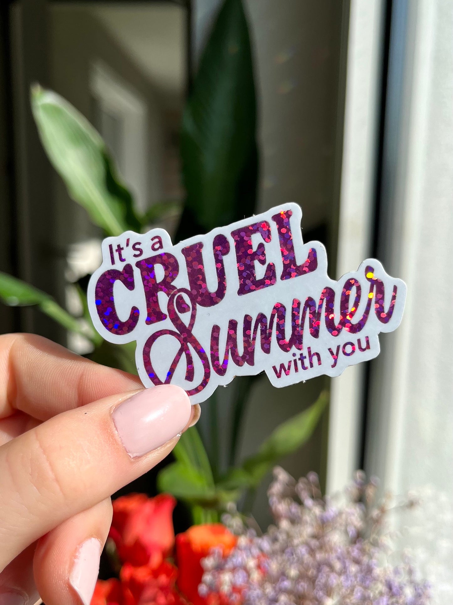 cruel summer pink glitter Sticker