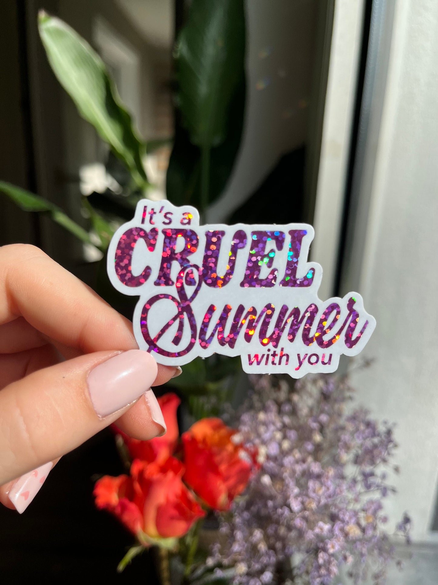 cruel summer pink glitter Sticker