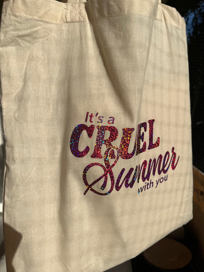 Cruel summer pink glitter tote bag