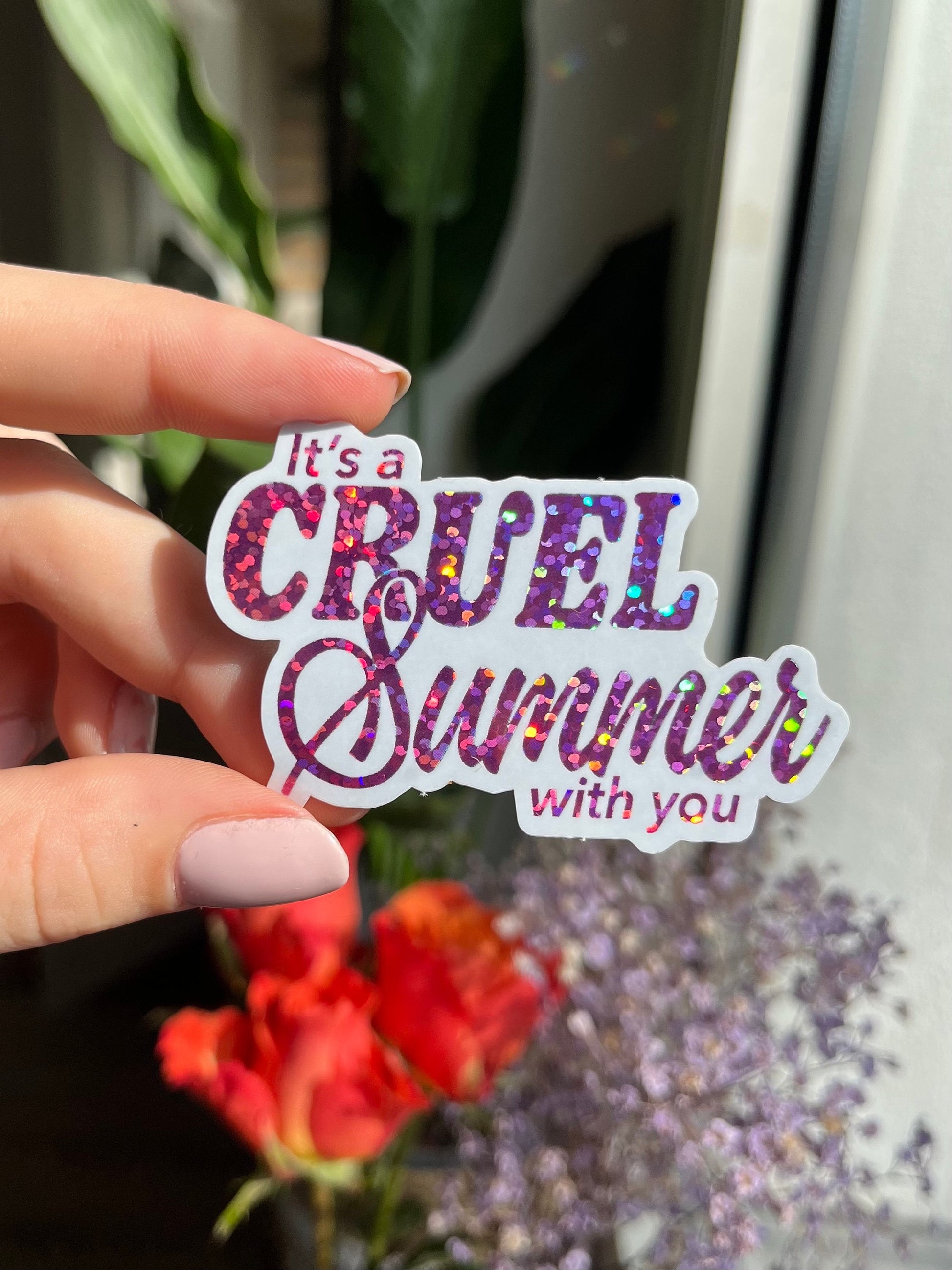 cruel summer pink glitter Sticker