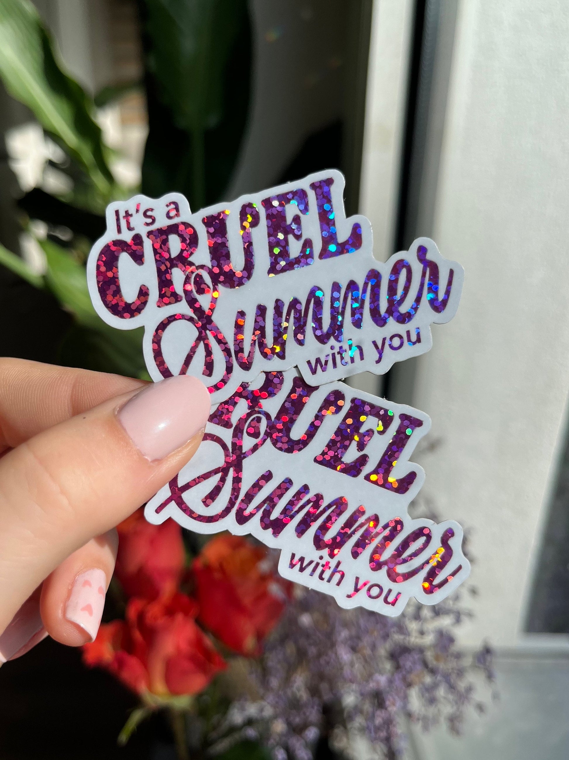 cruel summer pink glitter Sticker