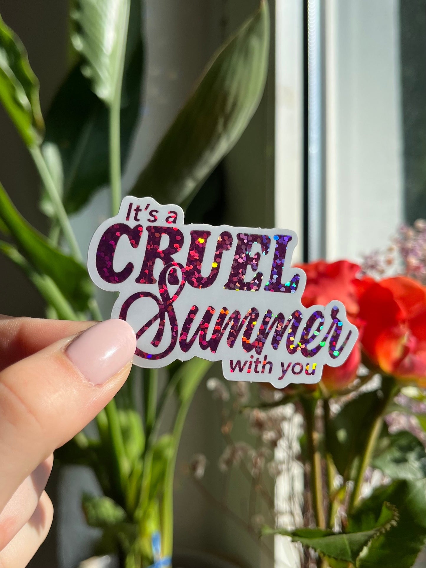 cruel summer pink glitter Sticker