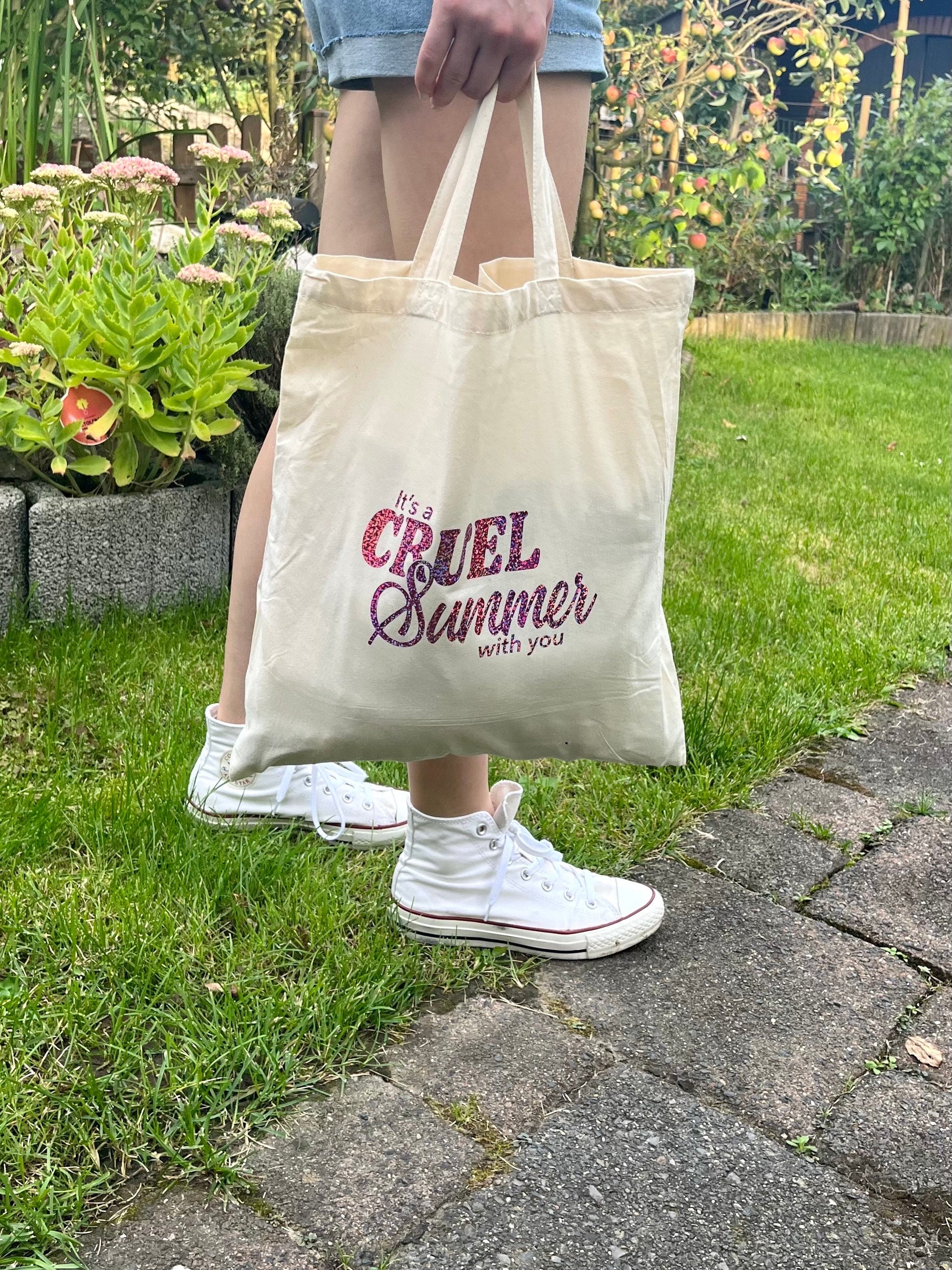 Cruel summer pink glitter tote bag